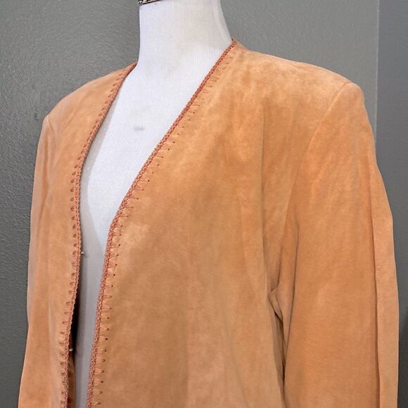 Vintage Jerry Lewis Classic Luxuries Orange Peach Suede Jacket - Picture 2 of 12